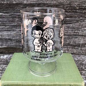 1976 love is… Vintage drinking glass goblet large Big Cup 1970s Valentines gift💕